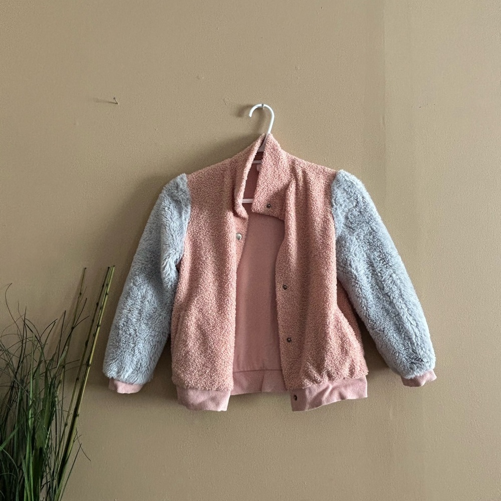 Paper Crane Pink and Gray Kids Puffer Jacket